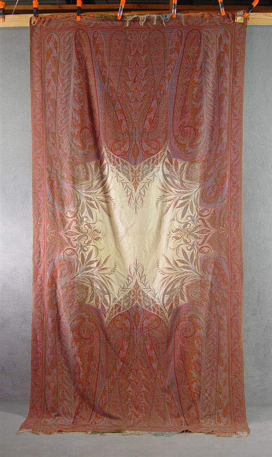 Appraisal: Wool Jacquard Loom-Woven Paisley Shawl Late th century Red rose