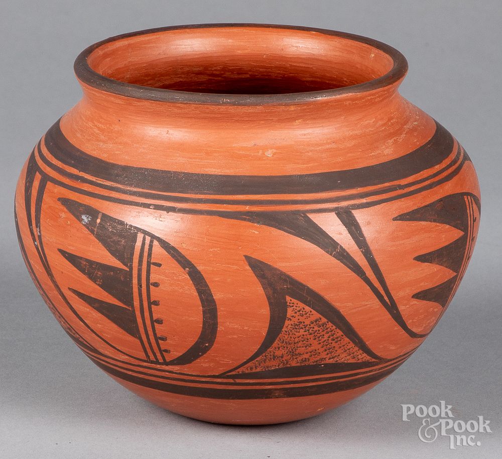 Appraisal: Hopi Indian pottery vessel Hopi Indian pottery vessel with animal