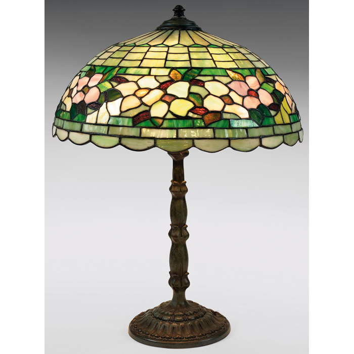 Appraisal: Wilkinson table lamp leaded glass floral shade on a decorated