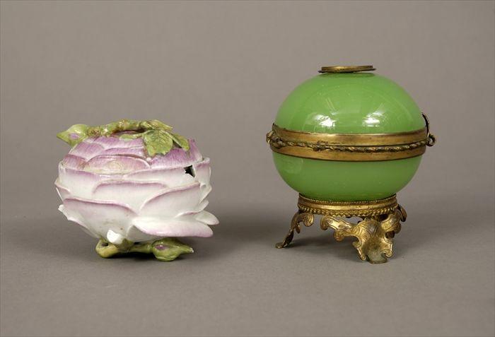 Appraisal: Chelsea Porcelain Rose Box Together with a French gilt-brass mounted