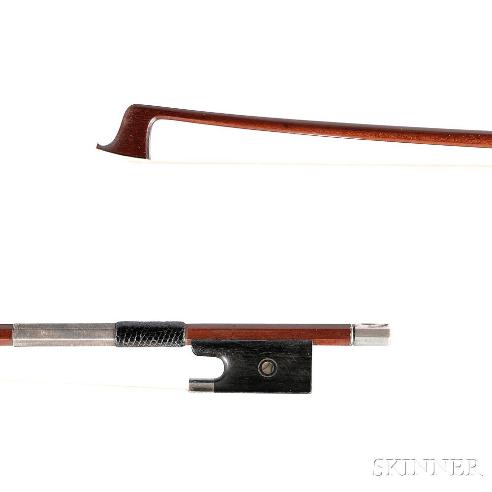 Appraisal: Silver-mounted Violin Bow Sartory School the round stick unstamped weight