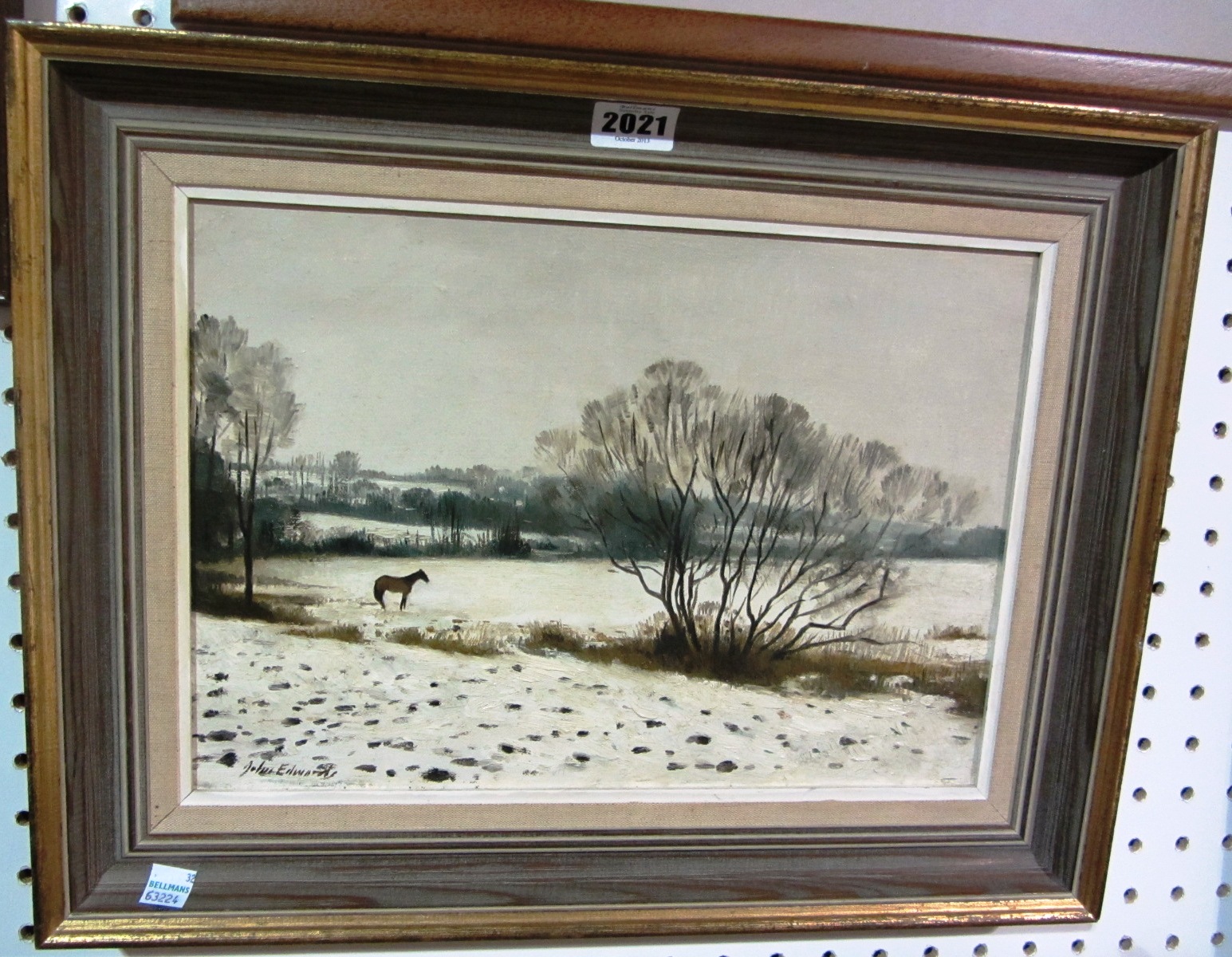 Appraisal: John Edwareds th century Horse in the snow oil on