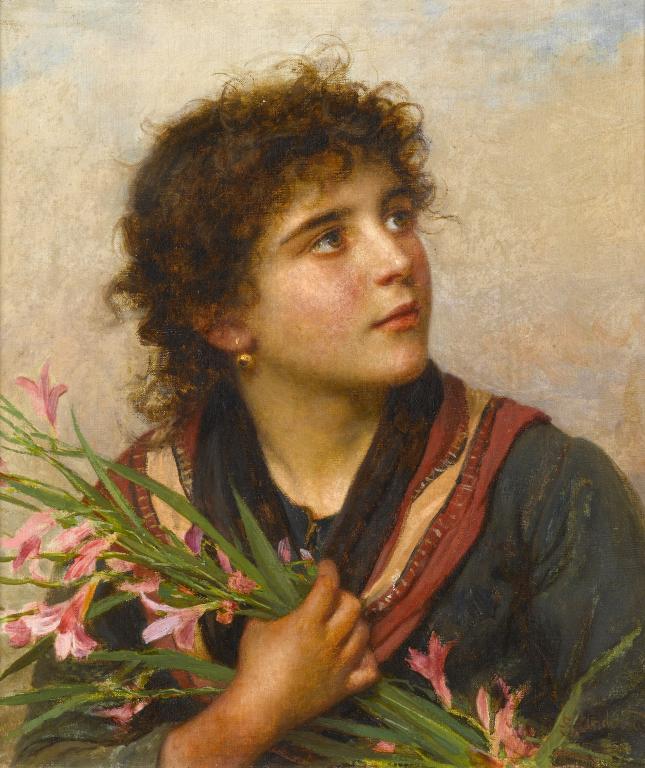 Appraisal: SOPHIE ANDERSON - THE FLOWER GIRL signed x cm The