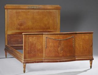 Appraisal: Louis XVI Style Inlaid Burled Elm Ormolu Mounted D Louis