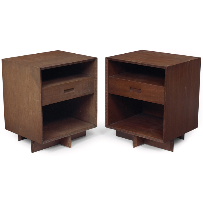 Appraisal: Frank Lloyd Wright nightstand manufactured by Heritage Henredon open storage