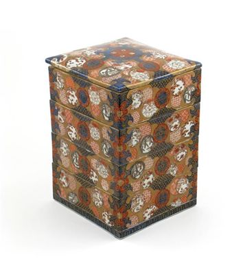 Appraisal: A Japanese Imari stacking box and cover with four sections