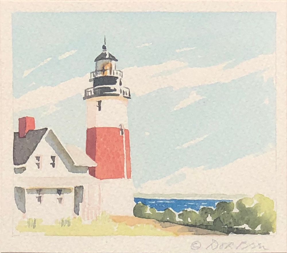 Appraisal: Doris and Richard Beer Watercolor on Paper Sankaty Light Doris