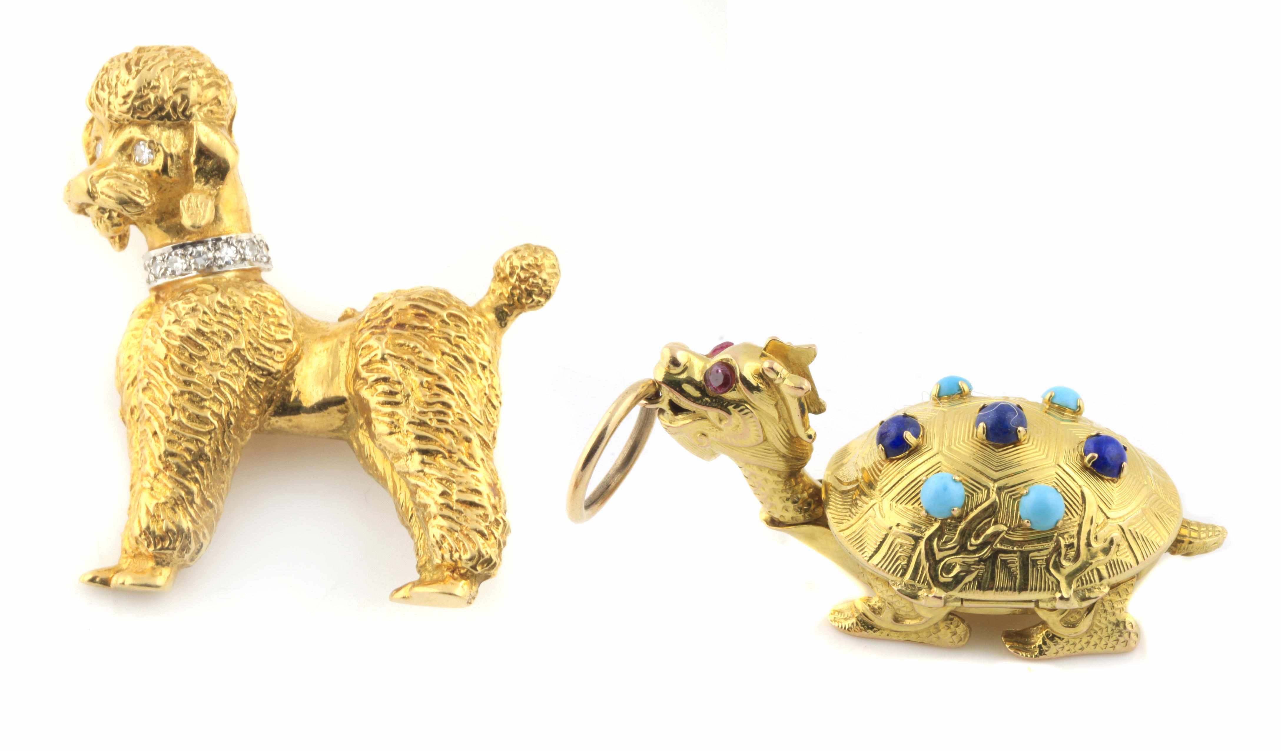 Appraisal: A diamond and k gold poodle brooch together with a