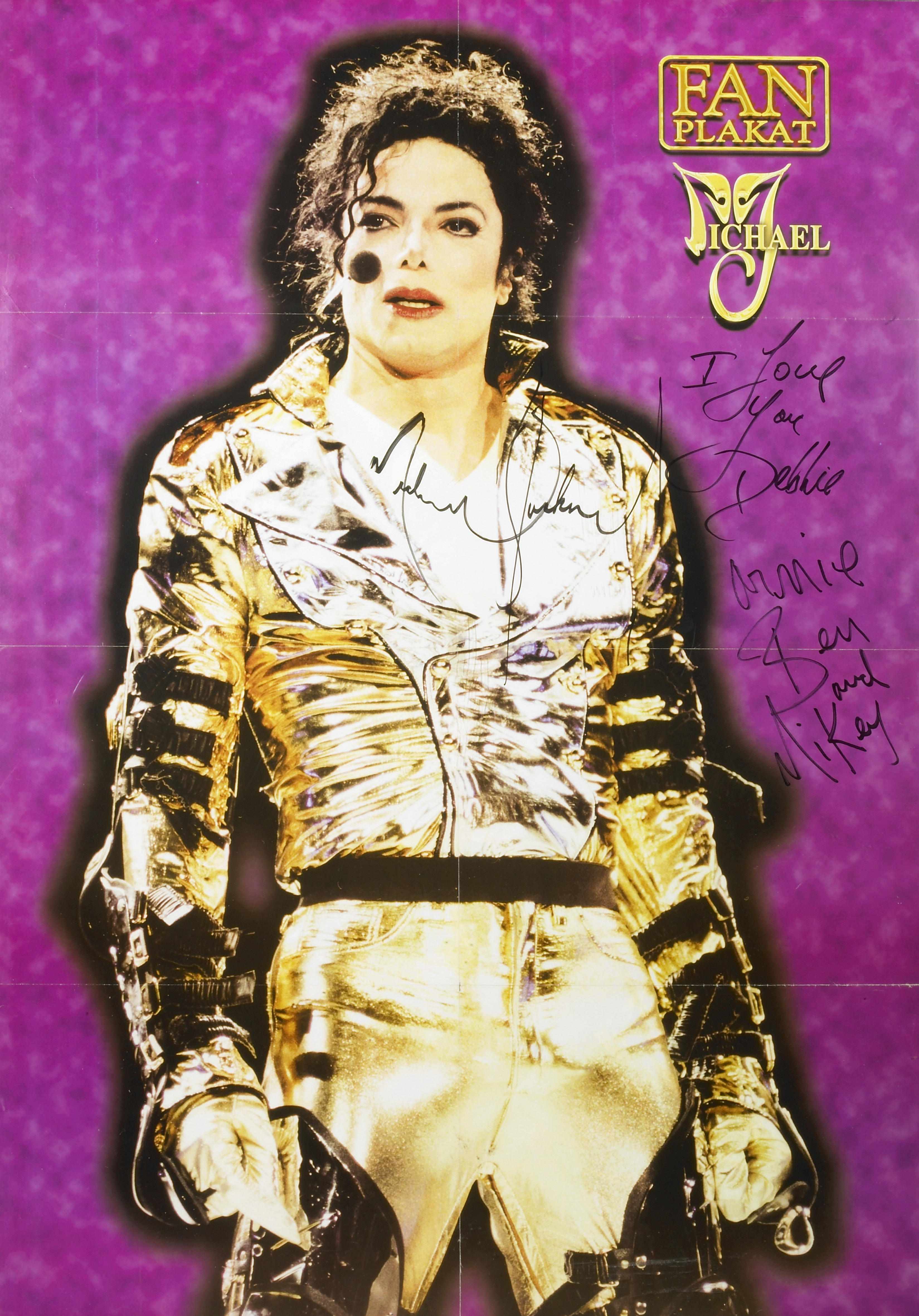 Appraisal: Michael Jackson poster inscribed and signed to Debbie Rowe and