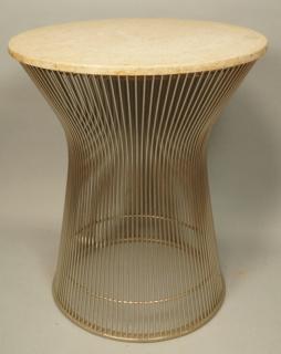 Appraisal: WARREN PLATNER Steel Frame Marble Side Table Rou WARREN PLATNER