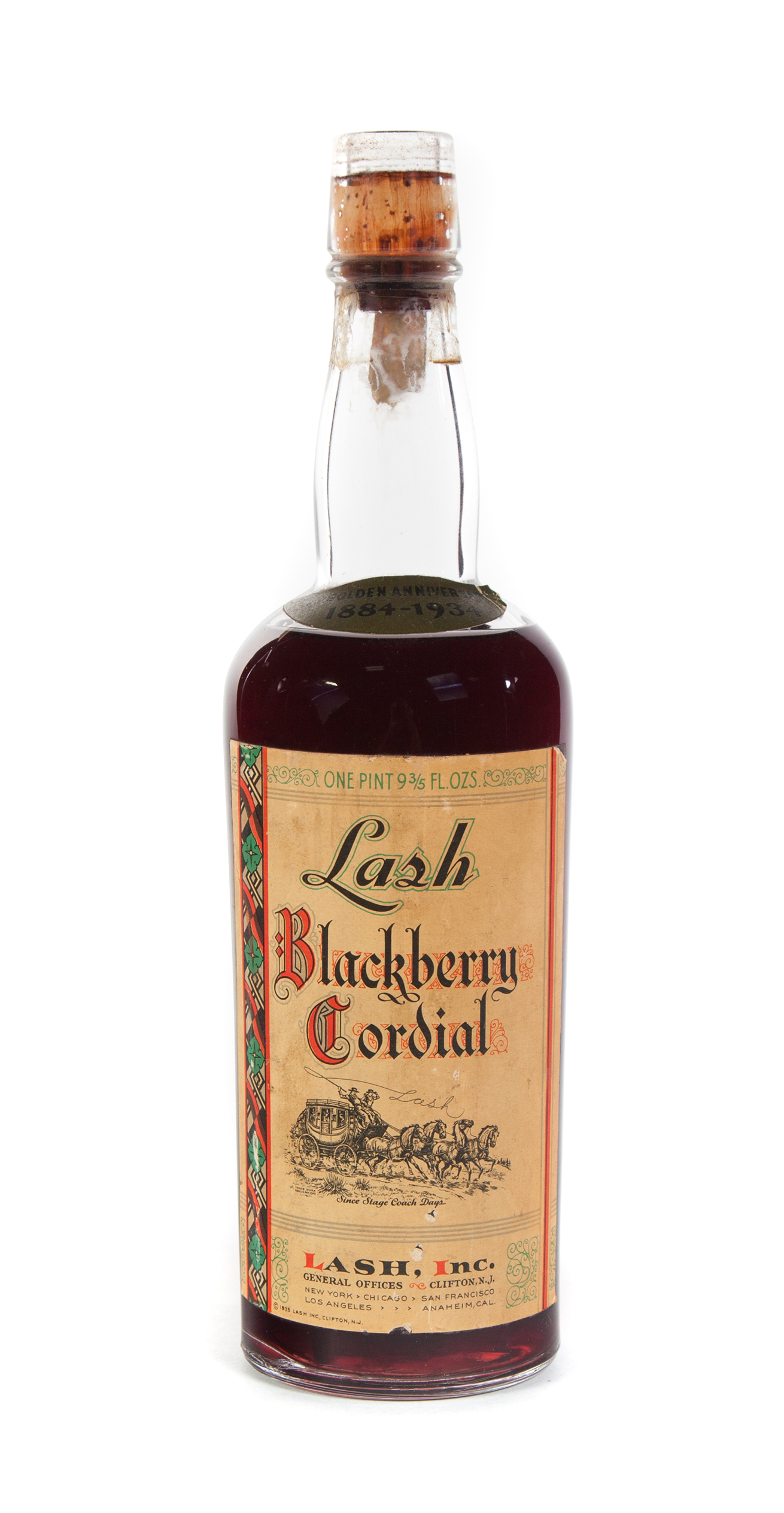 Appraisal: LASH BLACKBERRY CORDIAL Clifton NJ Golden Anniversary bottle - One