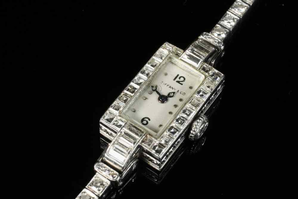 Appraisal: LADY'S WATCH - Art Deco Tiffany Co platinum and diamond