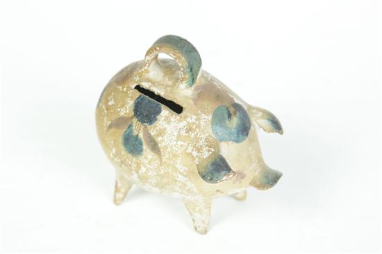 Appraisal: CHALKWARE PIG BANK Twentieth century Diminutive pig bank with loop