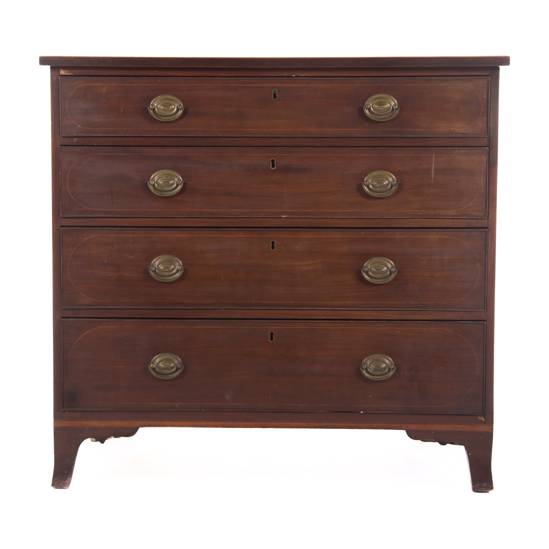 Appraisal: Federal inlaid mahogany chest of drawers Delaware Valley circa four