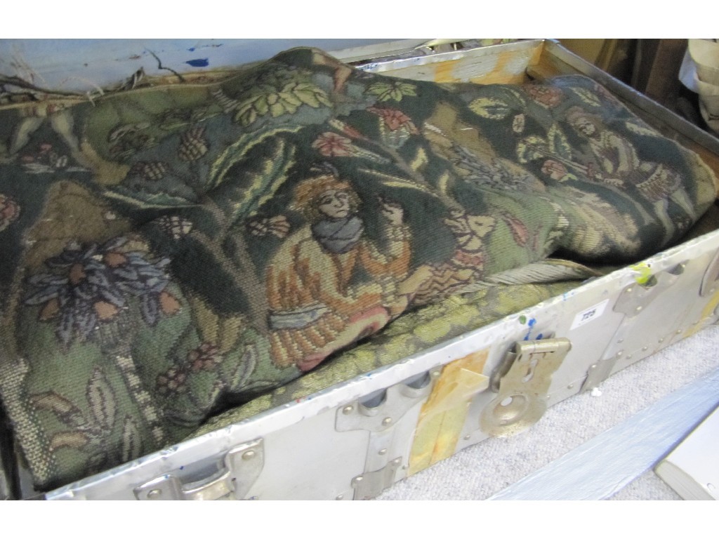 Appraisal: Aluminium trunk containing tapestry panels circa