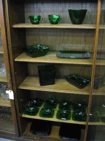 Appraisal: pcs Forrest Green Depression Glass by Anchor Hocking cups saucers