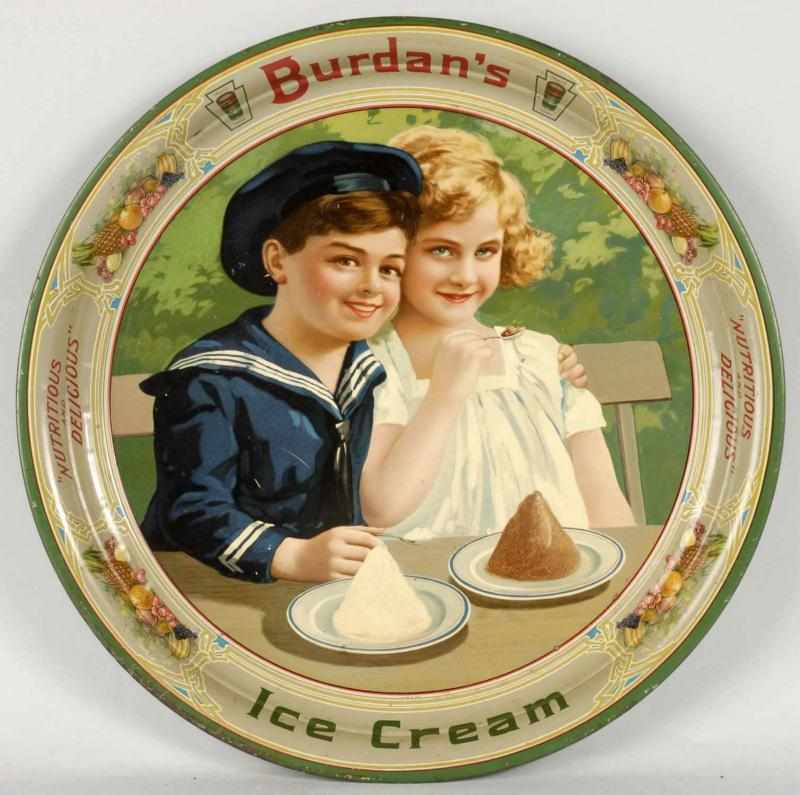 Appraisal: Tin Burdan's Ice Cream Advertising Tray Description Beautiful and colorful