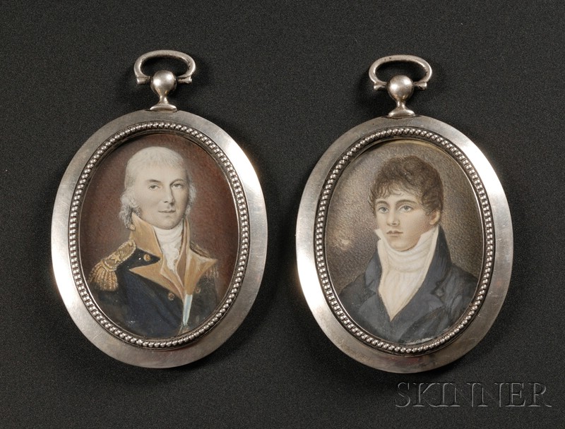 Appraisal: Two Portrait Miniatures of Commodore Alexander Murray and His Son