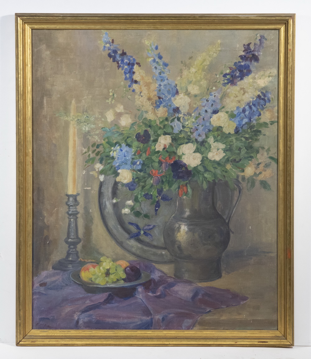 Appraisal: ROBERT JOHNSON ARTS CRAFTS ERA STILL LIFE OIL PAINTING Floral