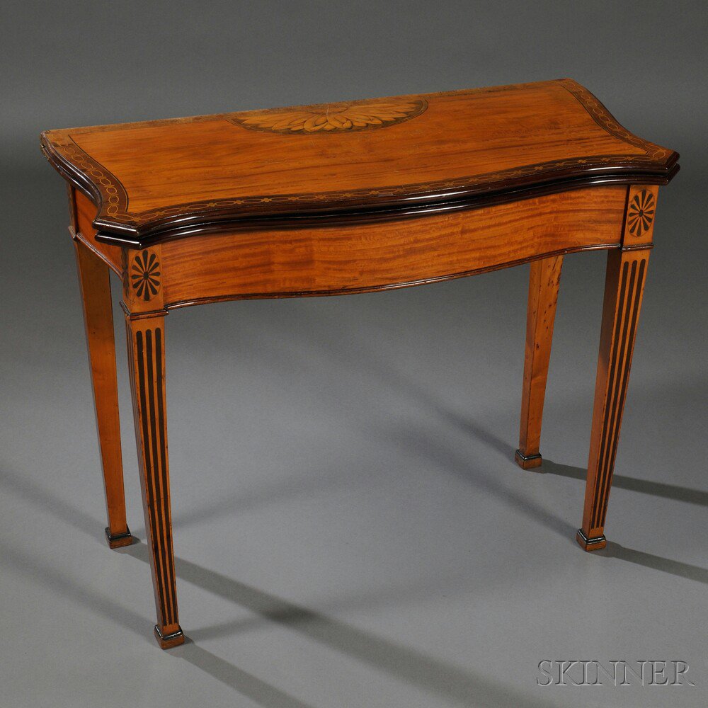 Appraisal: Neoclassical Satinwood- and Fruitwood-inlaid Gate-leg Games Table Continental late th