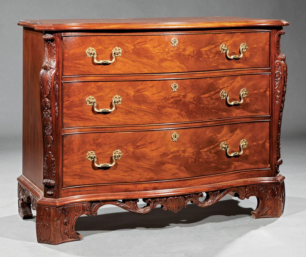 Appraisal: Chippendale-Style Carved Mahogany Chest of Drawers labeled Hickory Chair Co