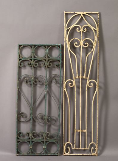 Appraisal: Two Small Wrought-Iron Door Grilles one a Franco-Belgian wrought-iron door