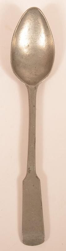 Appraisal: Rare Peter Derr Pewter Fiddle back Tablespoon Rare Peter Derr