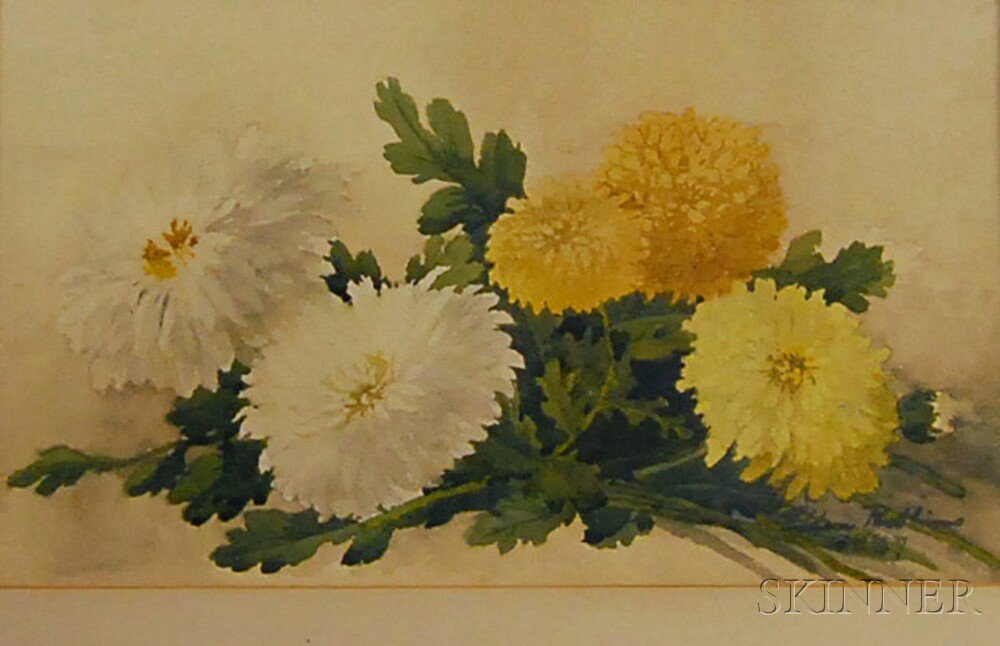 Appraisal: Ellen Robbins American - Chrysanthemums Signed and dated Ellen Robbins