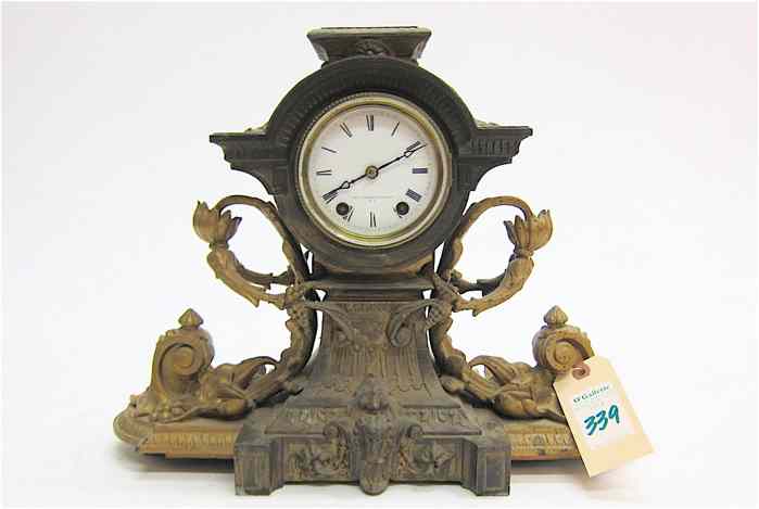 Appraisal: PARCEL-GILT METAL-CASED MANTEL CLOCK Ansonia Clock Co Thomaston Conn and