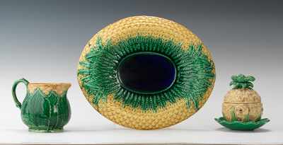 Appraisal: A Collection of Majolica Ware In Green and Yellow Palette