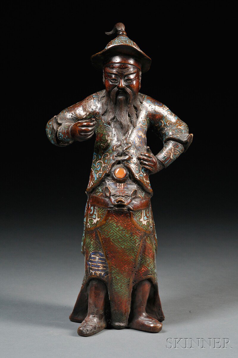 Appraisal: Champleve K'nan Ti China standing figure in robes decorated with