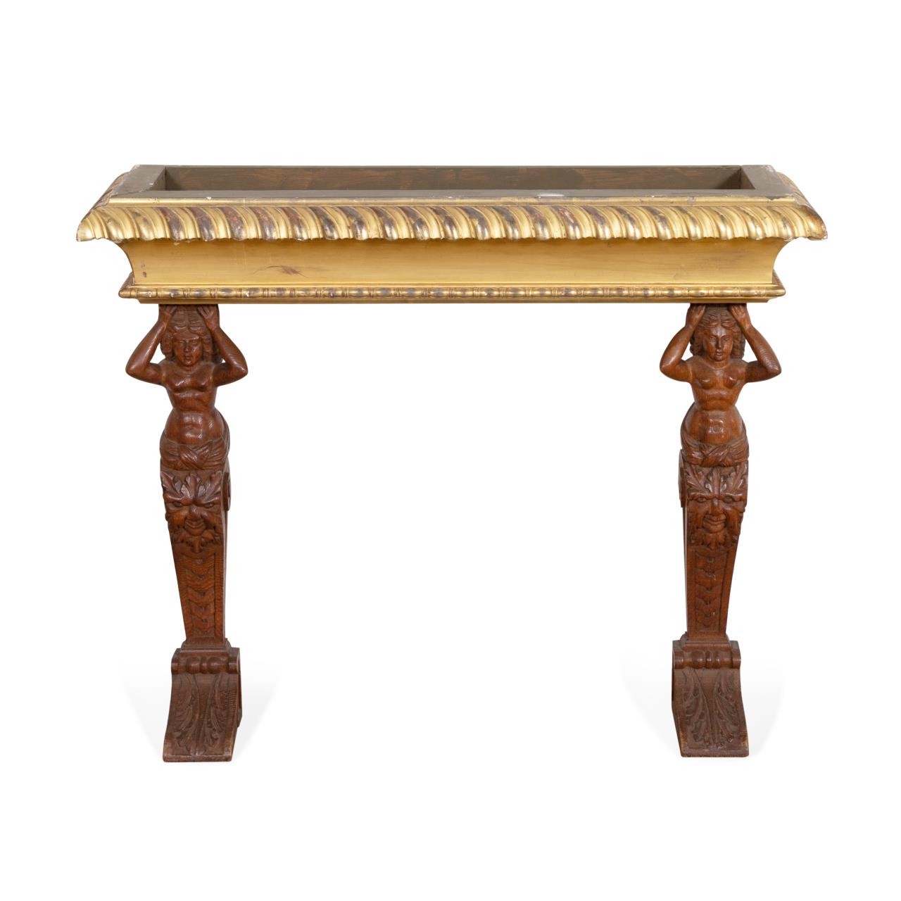 Appraisal: ITALIAN MARBLE TOP CARYATID CONSOLE TABLE Italian wall mounted console