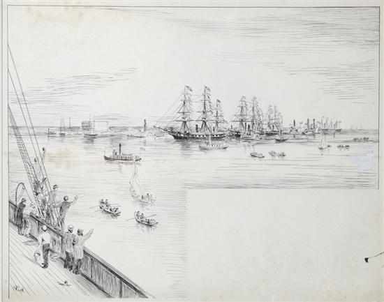 Appraisal: Xanthus Russell Smith Pennsylvania Maine - PORT SCENE ink on