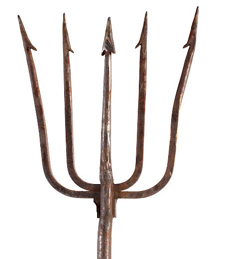 Appraisal: Wrought Iron Worked Five Point Fishing Trident Included in this