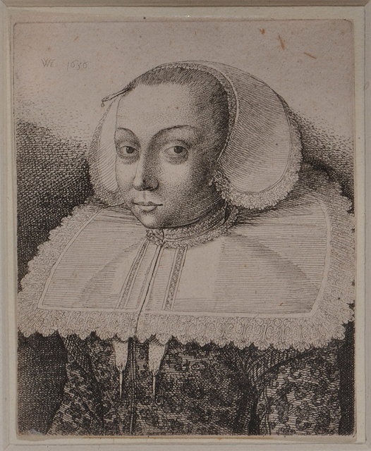 Appraisal: WENCESLAUS HOLLAR - Bust length study of a young lady