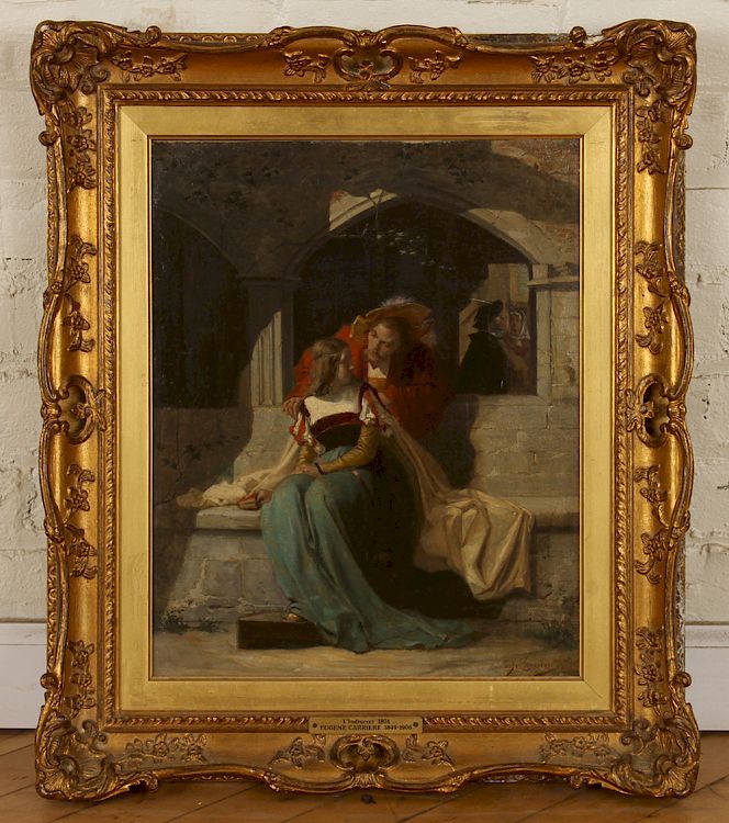 Appraisal: EUGENE CARRIERE L'INDISCRET OIL ON CANVAS Eugene Carriere French -