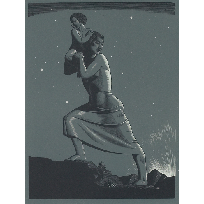 Appraisal: Rockwell Kent American - ''Night Flight '' chiaroscuro wood engraving