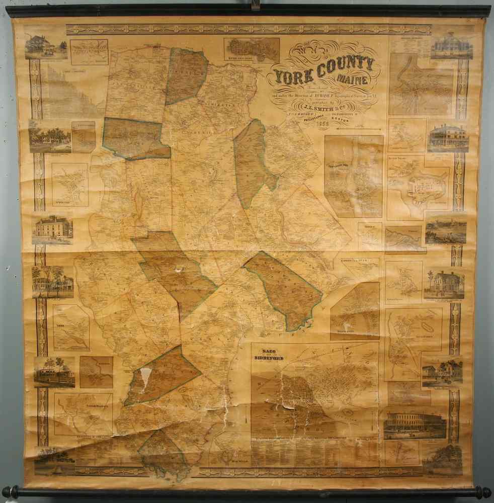 Appraisal: SCHOOLROOM MAP - Map of York County Maine from actual