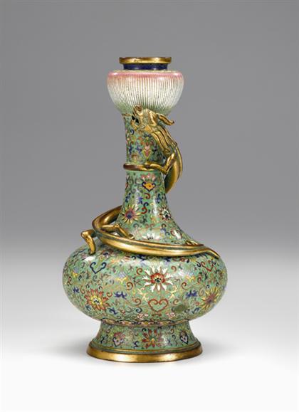 Appraisal: Fine Chinese cloisonne enamel and gilt bronze mounted 'lotus' vase