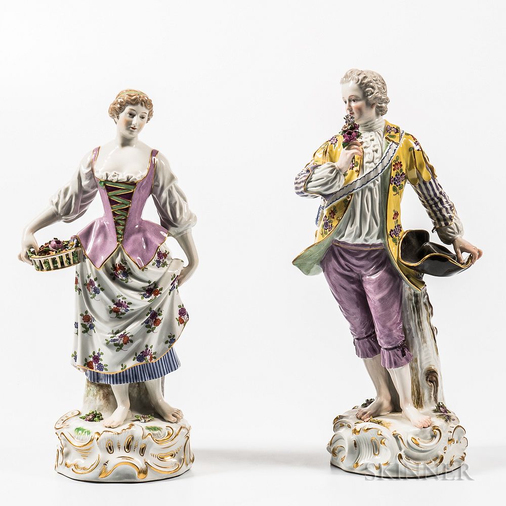 Appraisal: Meissen Porcelain Figures of a Man and Woman Meissen Porcelain