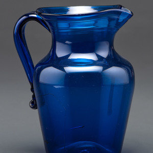 Appraisal: A Midwestern Glass Pitcher in Blue American Circa - with