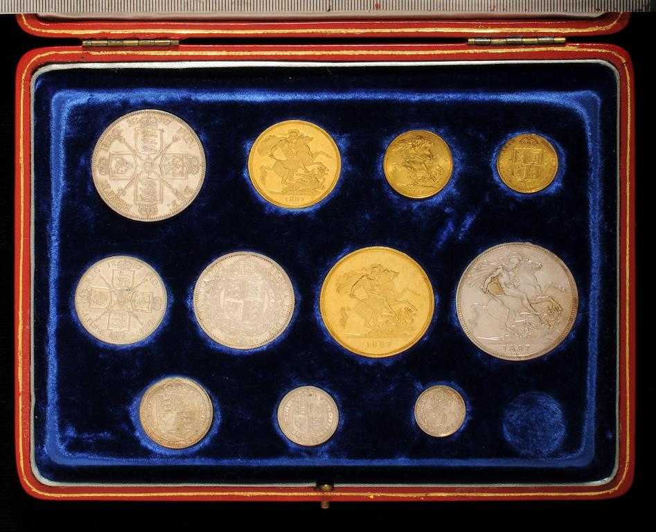 Appraisal: VICTORIA JUBILEE COINAGE FIVE POUNDS - THREEPENCE later case well