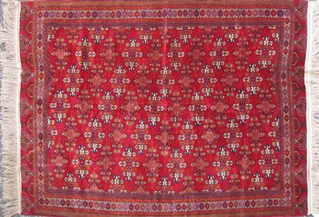 Appraisal: A Yomut carpet late th century the burgundy field with