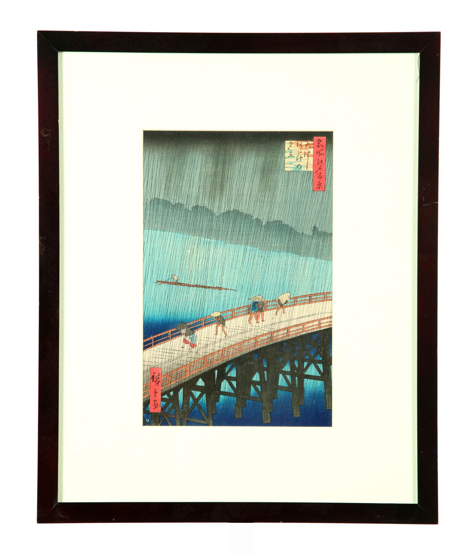 Appraisal: WOOD BLOCK PRINT AFTER ANDO HIROSHIGE JAPAN - Evening Shower