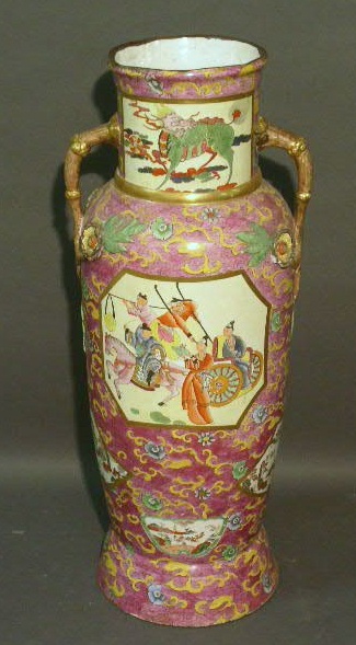 Appraisal: Staffordshire vase with oriental decoration and Fenton Stone Works h