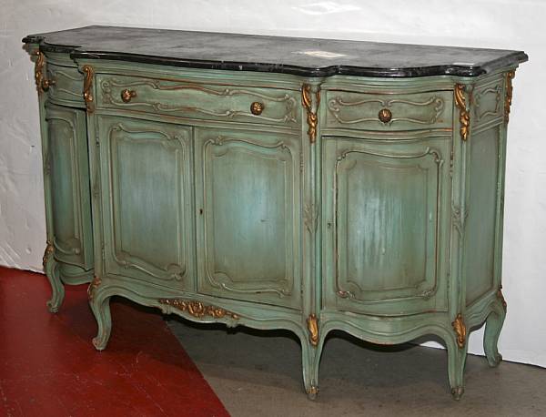 Appraisal: A Louis XV style painted and parcel gilt buffet mid