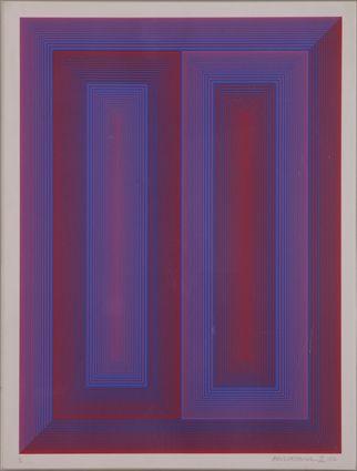 Appraisal: RICHARD ANUSZKIEWICZ b RED AND BLUE Silkscreen in colors x