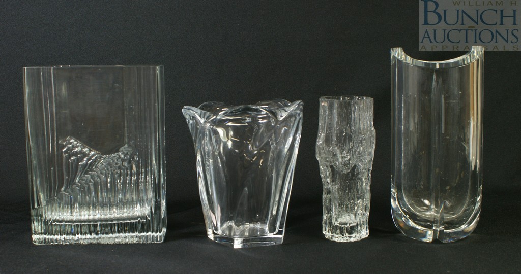 Appraisal: Clear glass vases one marked Kosta Warff one marked Tapiowirkkala