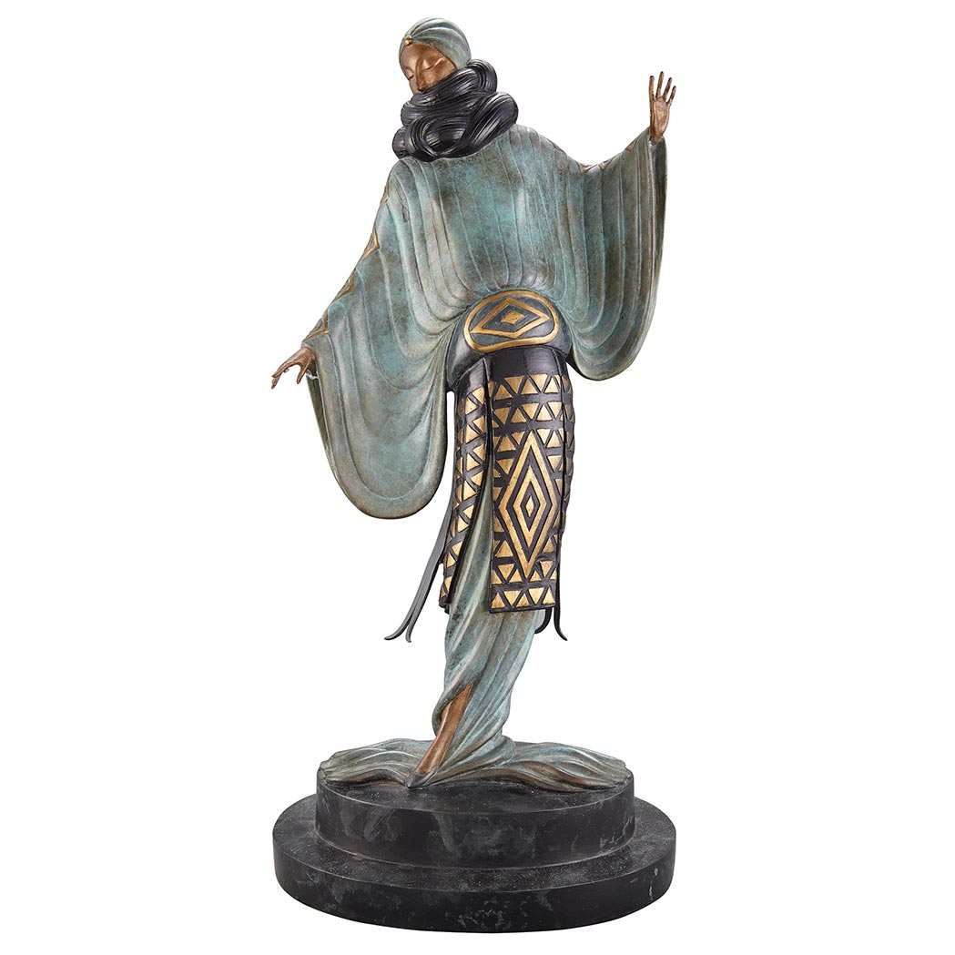 Appraisal: Art Deco Style Cold Painted Bronze Figure An Evening in