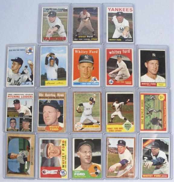 Appraisal: Lot of Whitey Ford Baseball Cards Description Includes Bowman crease